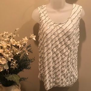 Sleeveless Cream, Black With Sliver Sparkels M